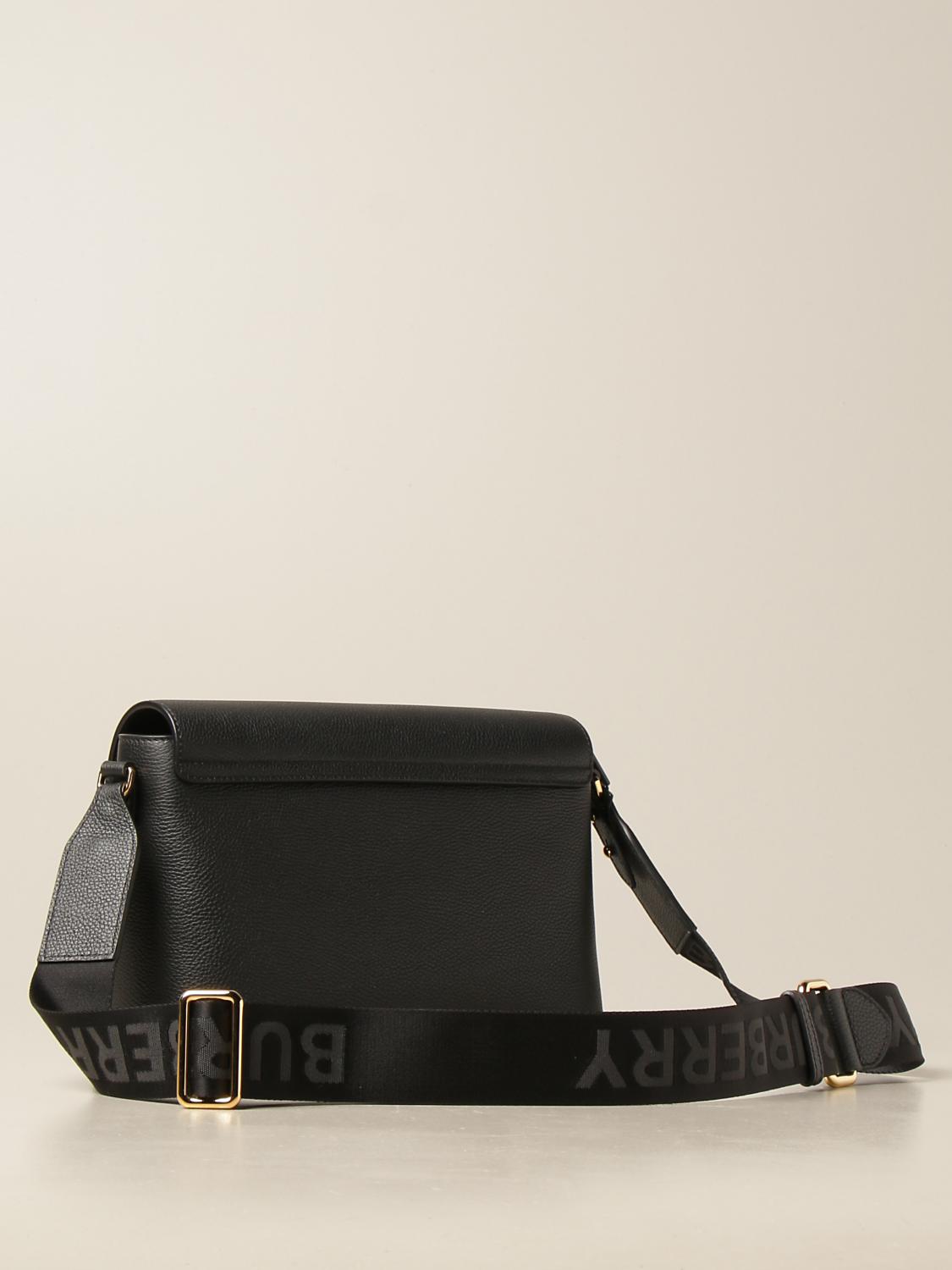 BURBERRY Note bag in leather and check fabric Crossbody Bags