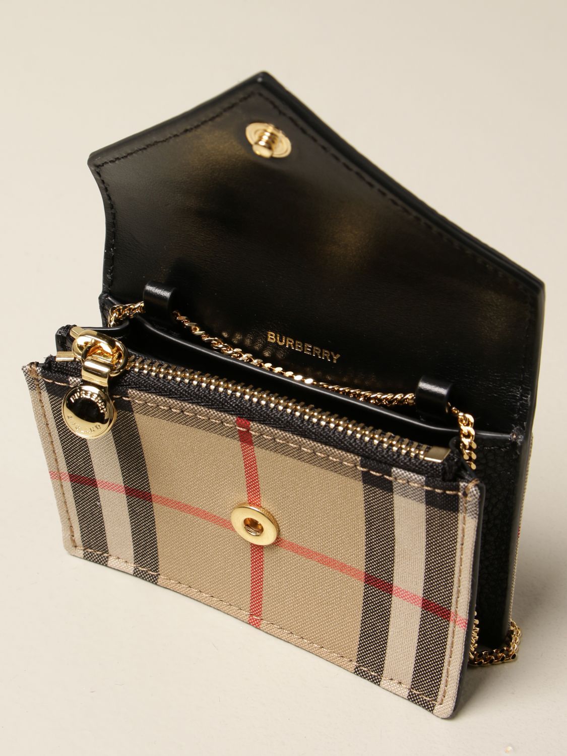 BURBERRY: crossbody bag in check canvas and leather | Mini Bag Burberry