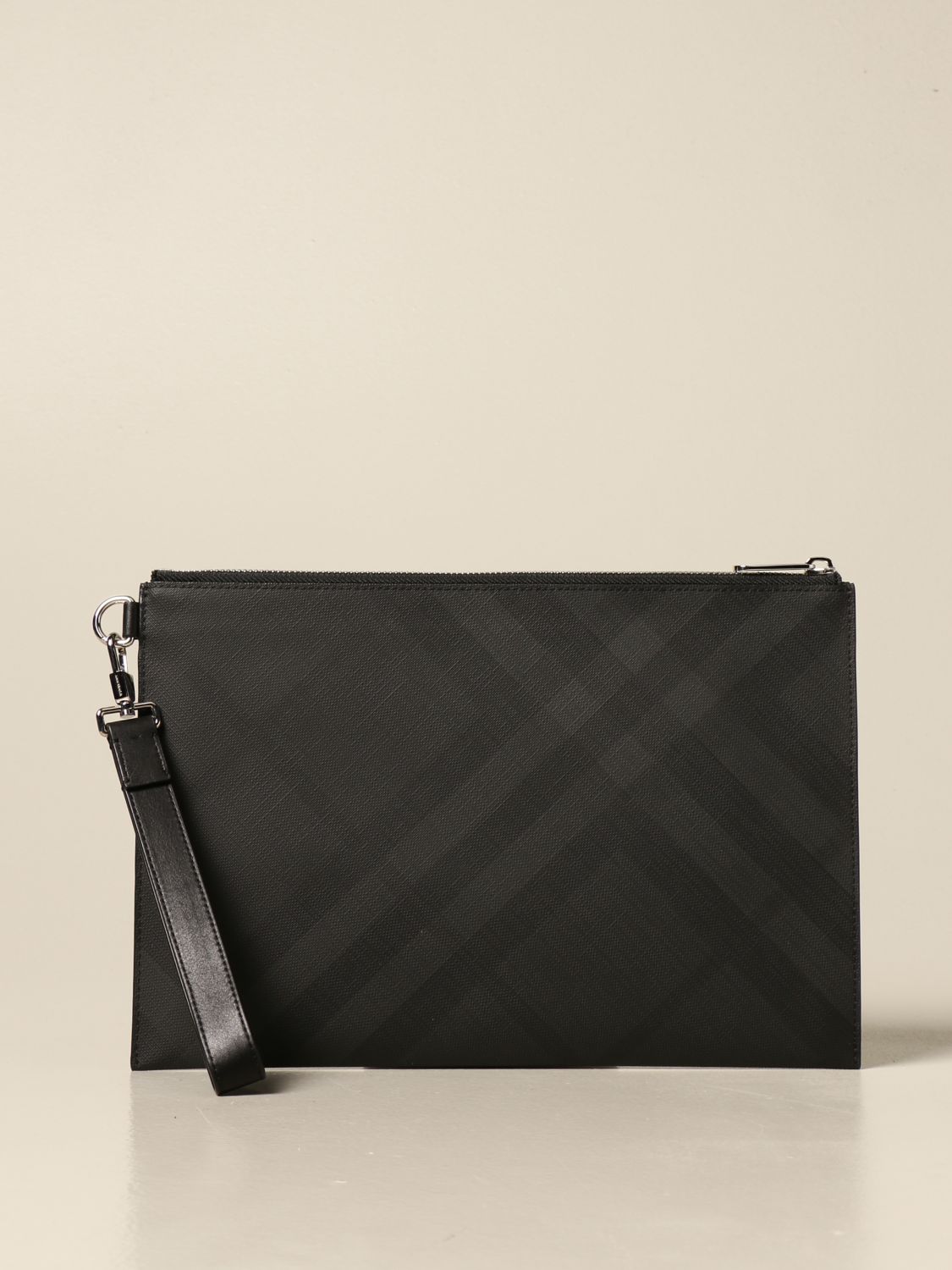 BURBERRY: clutch with London check pattern | Briefcase Burberry Black | Briefcase 8014525 GIGLIO.COM