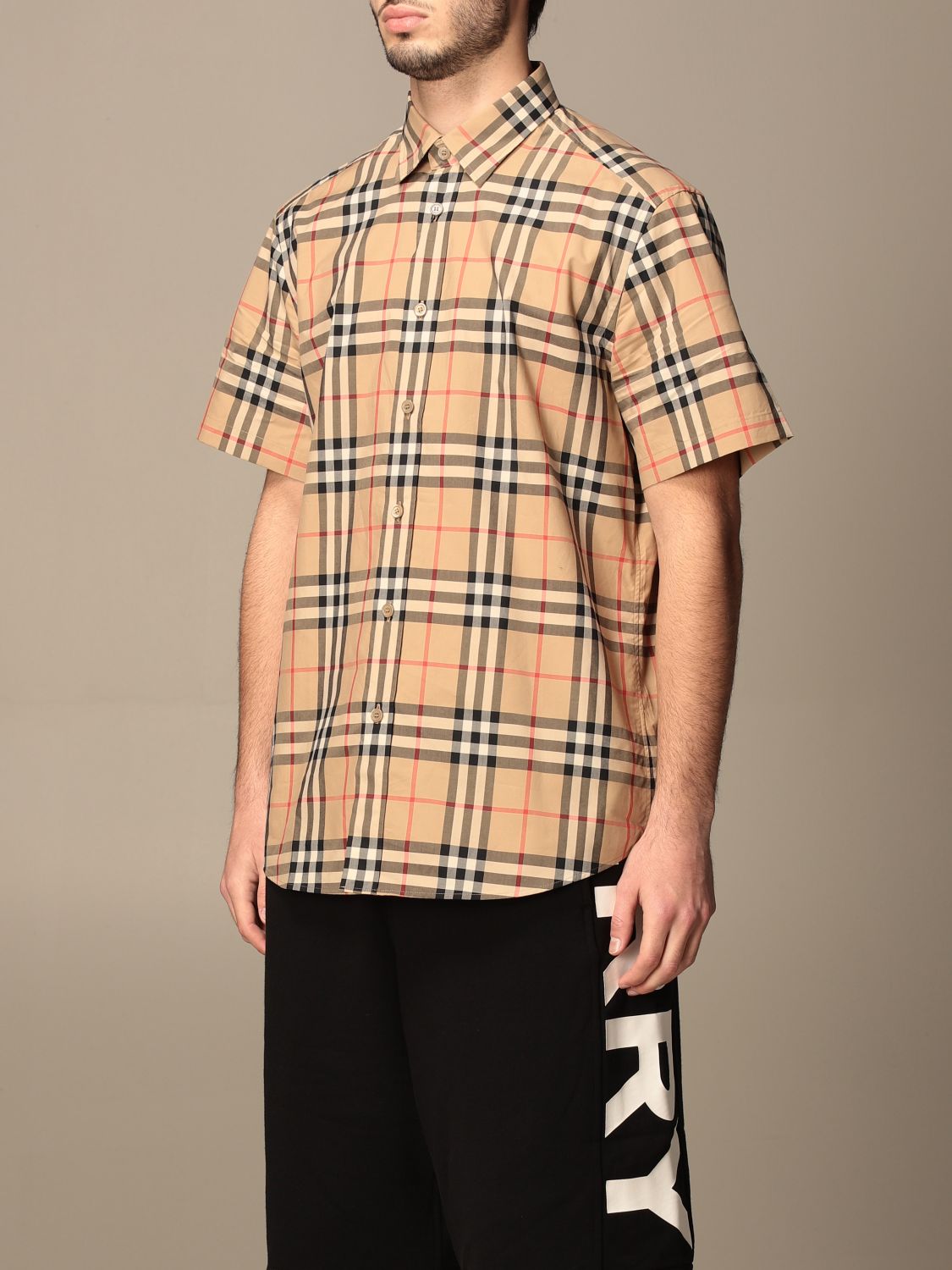 BURBERRY: Caxton shirt in cotton poplin with check pattern | Shirt 