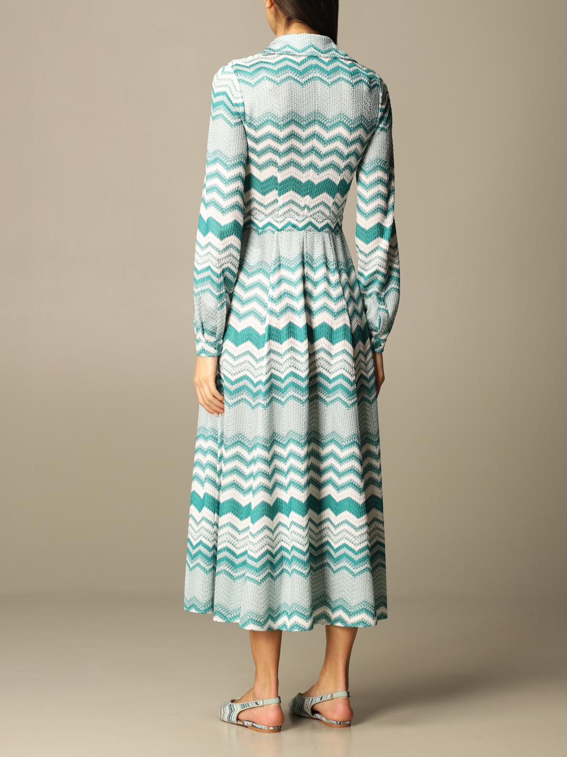 Missoni Outlet: Abito lungo in tessuto a zig zag - Fantasia | Abito Missoni  MDG00910 BR00DZ GIGLIO.COM