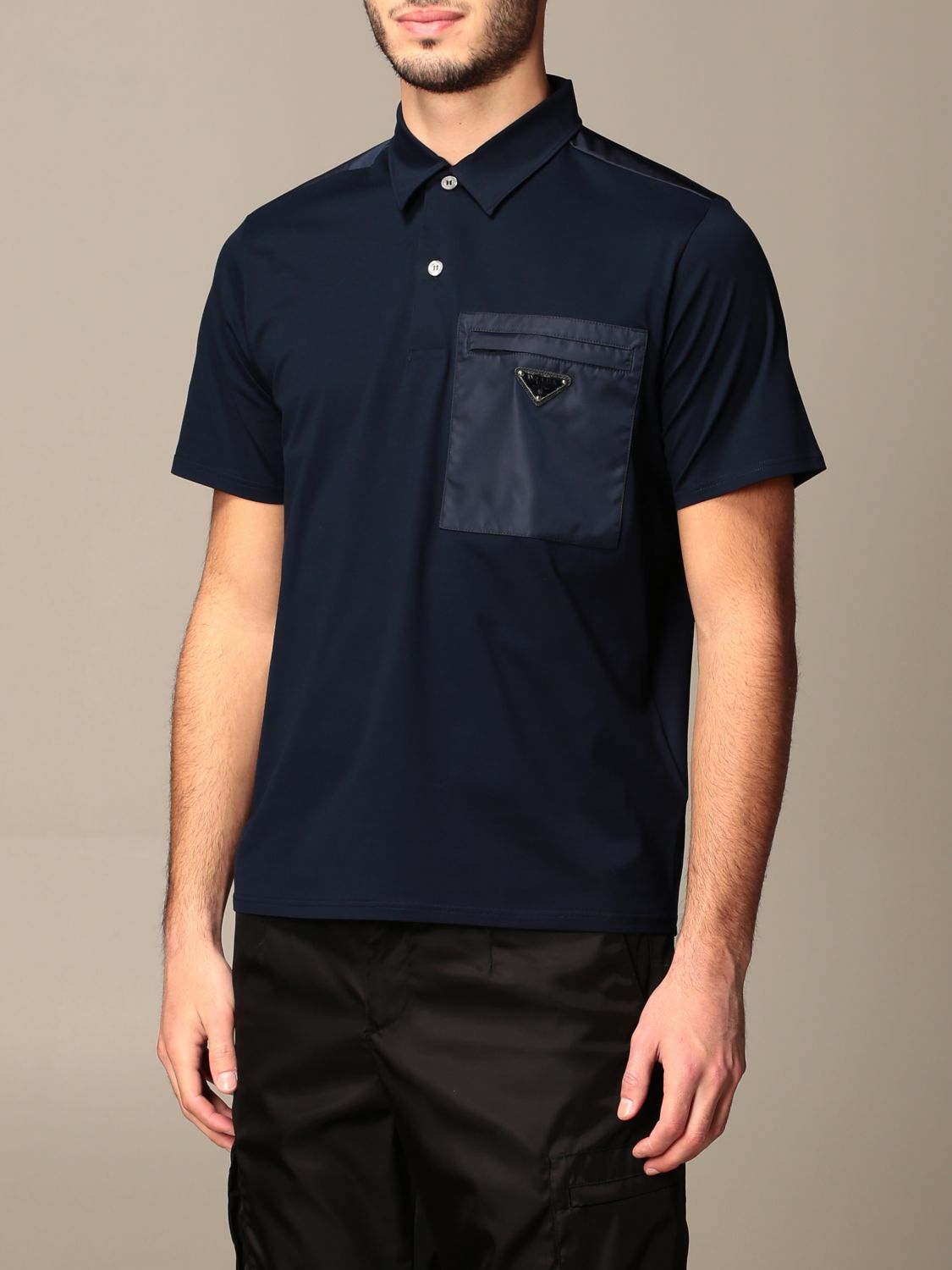 PRADA: cotton piqué polo shirt with nylon pocket | Polo Shirt Prada Men ...