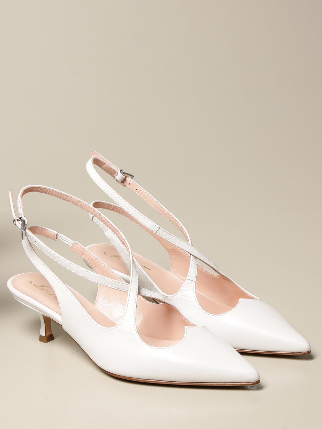 white heeled slingbacks