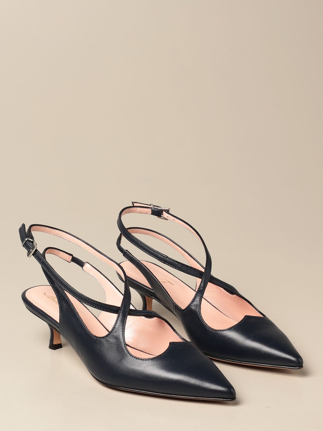 ANNA F.: slingbacks in smooth leather - Blue | Pumps Anna F. 1303 NAPPA ...