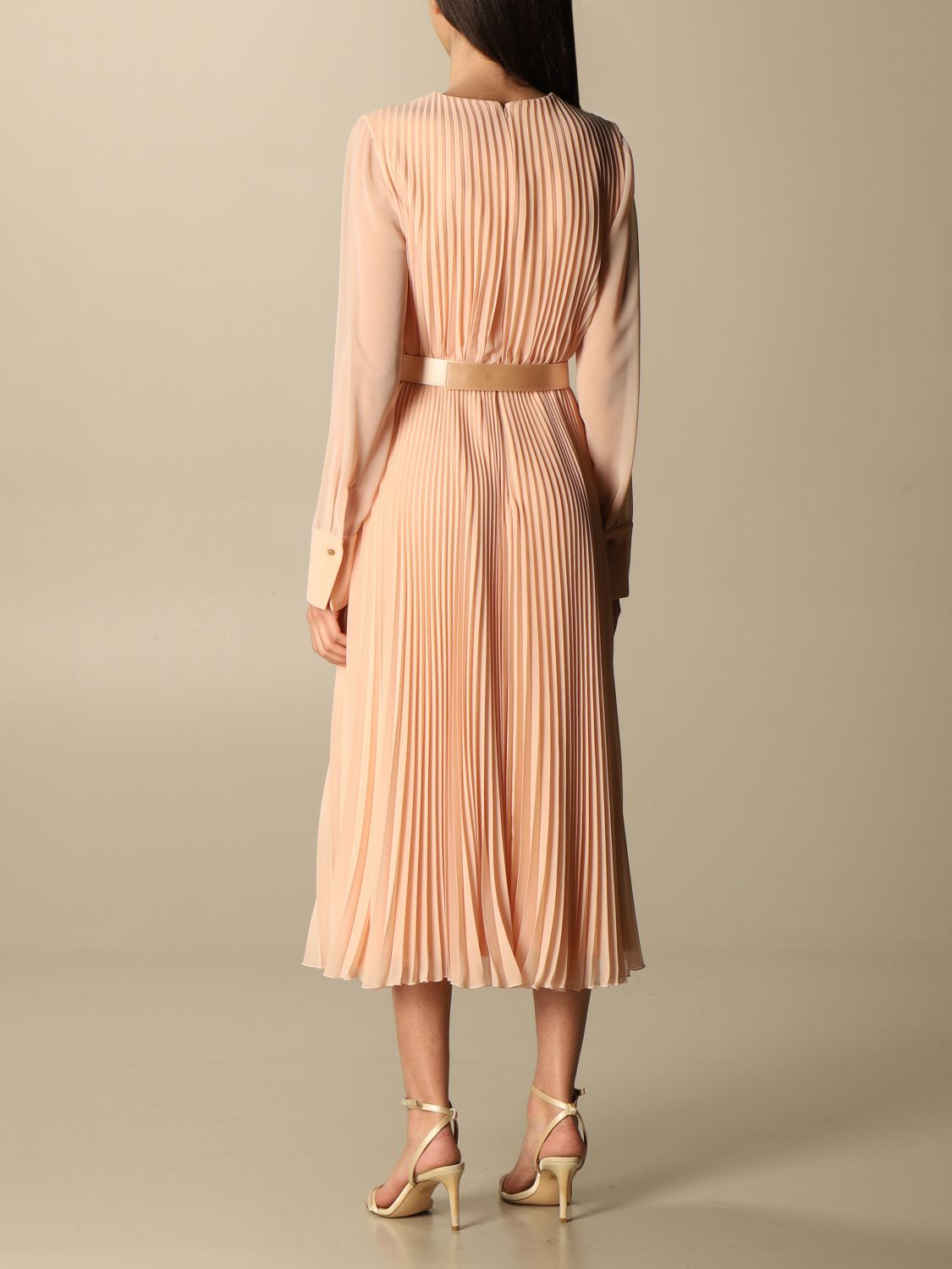 MAX MARA: Sidra midi dress with jewel belt - Blush Pink | Dress Max