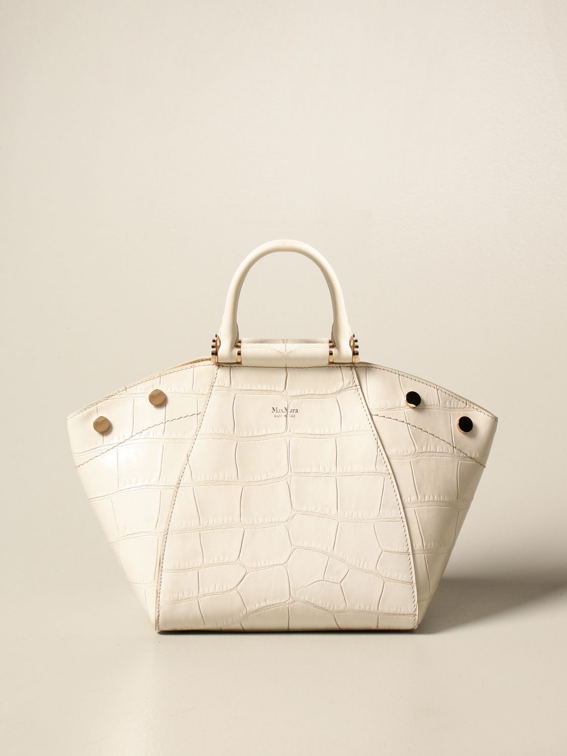 MAX MARA: Anitas2 bag with crocodile print - White | Max Mara handbag ...