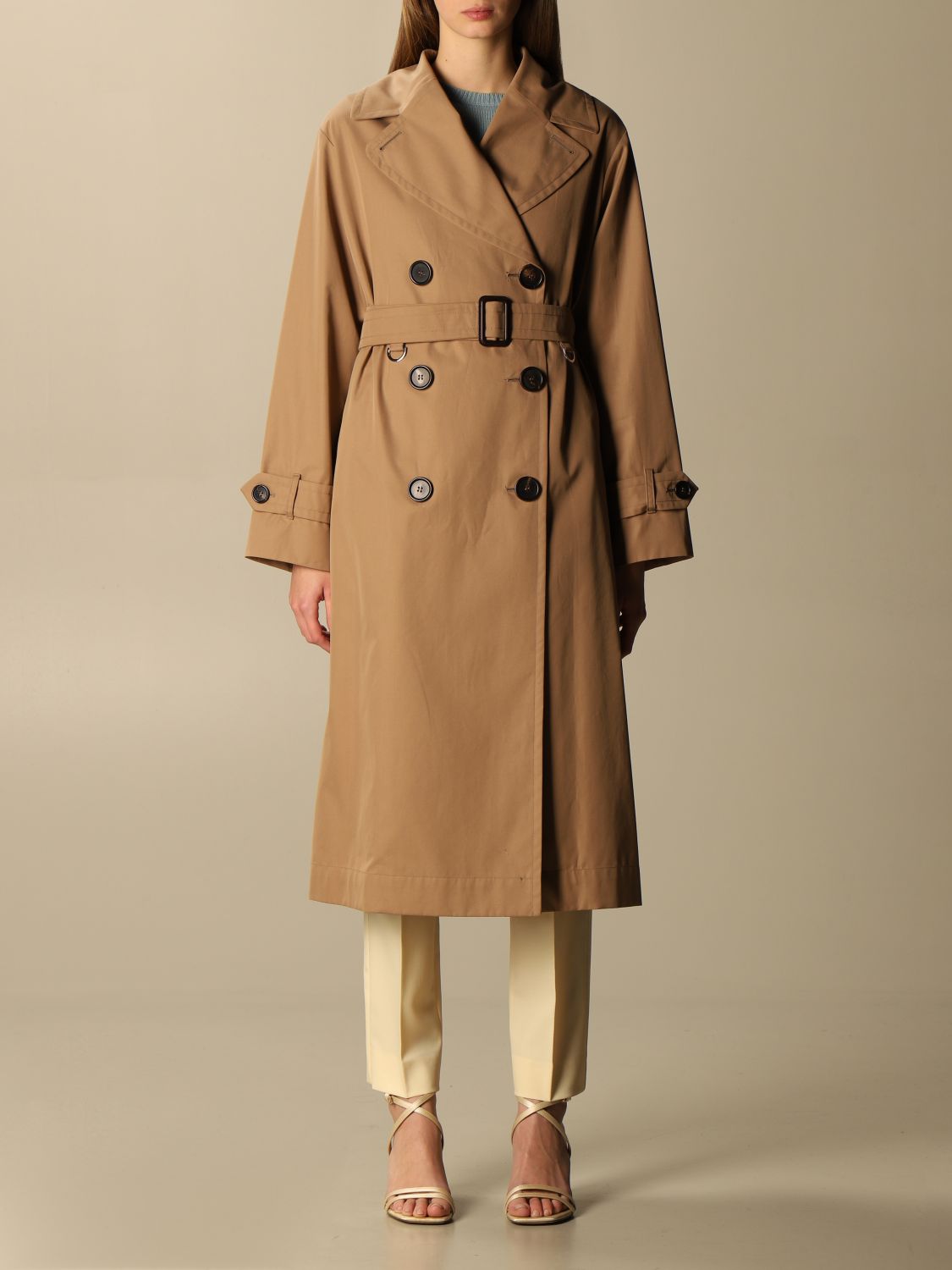 MAX MARA THE CUBE: Dimper double-breasted trench coat - Camel | Max ...