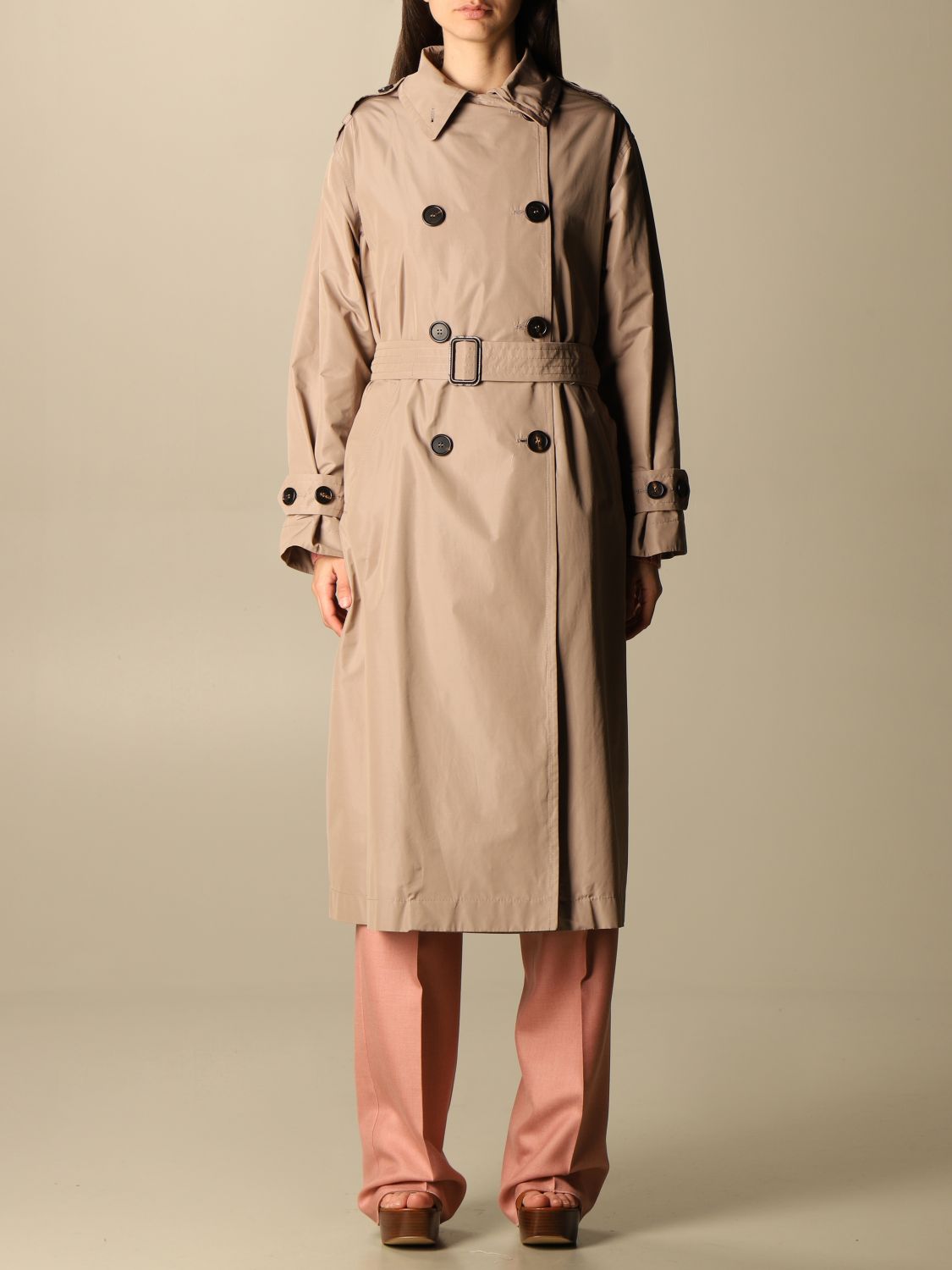MAX MARA THE CUBE: Double-breasted trench coat Cimper - Pink | Max Mara ...
