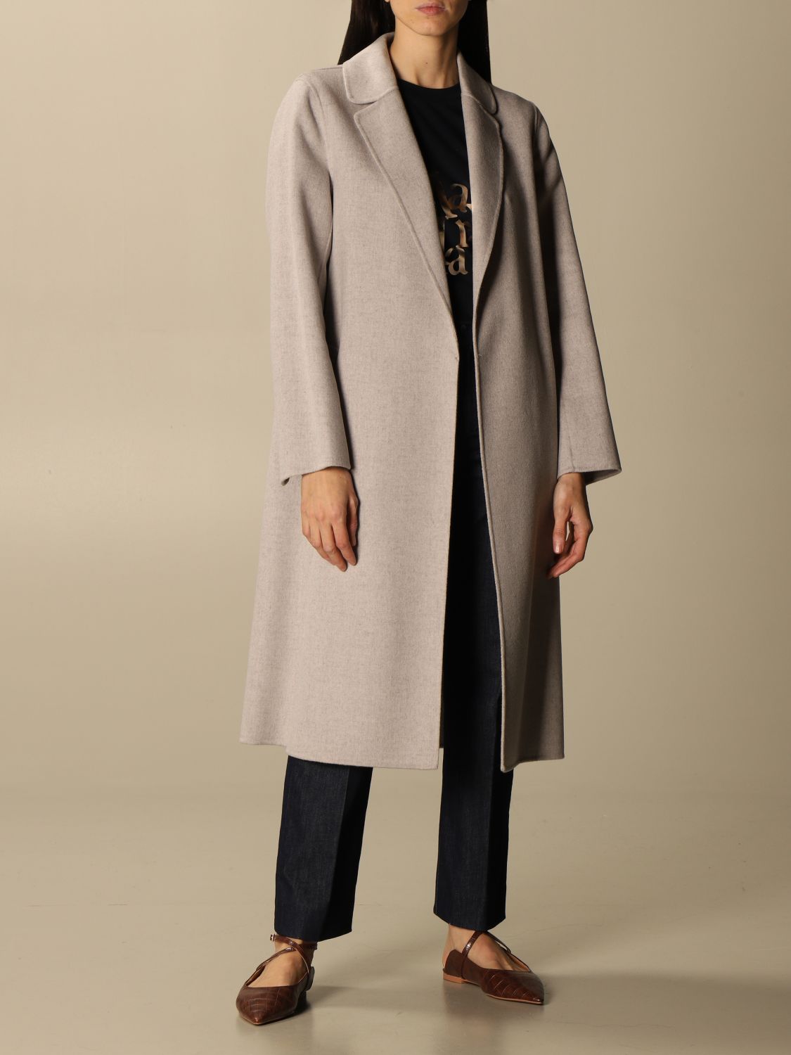 S MAX MARA: Pauline coat in virgin wool - Grey | Coat S Max Mara