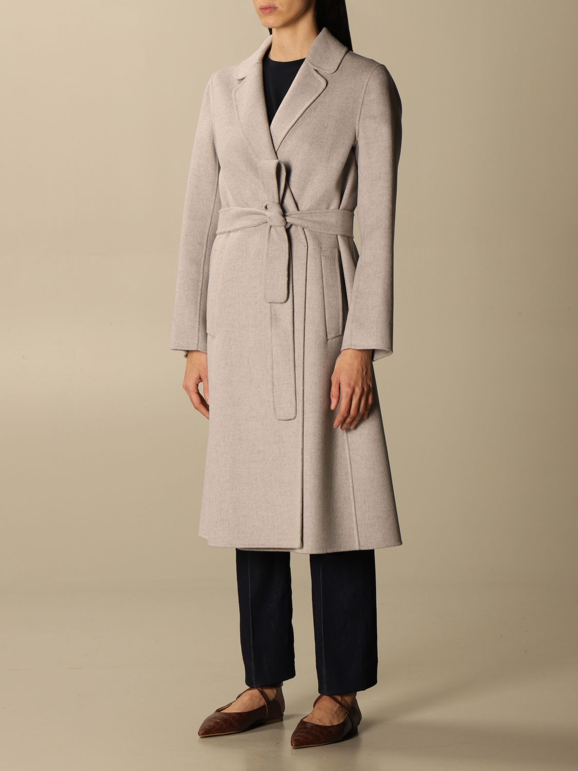 S MAX MARA: Pauline coat in virgin wool - Grey | Coat S Max Mara