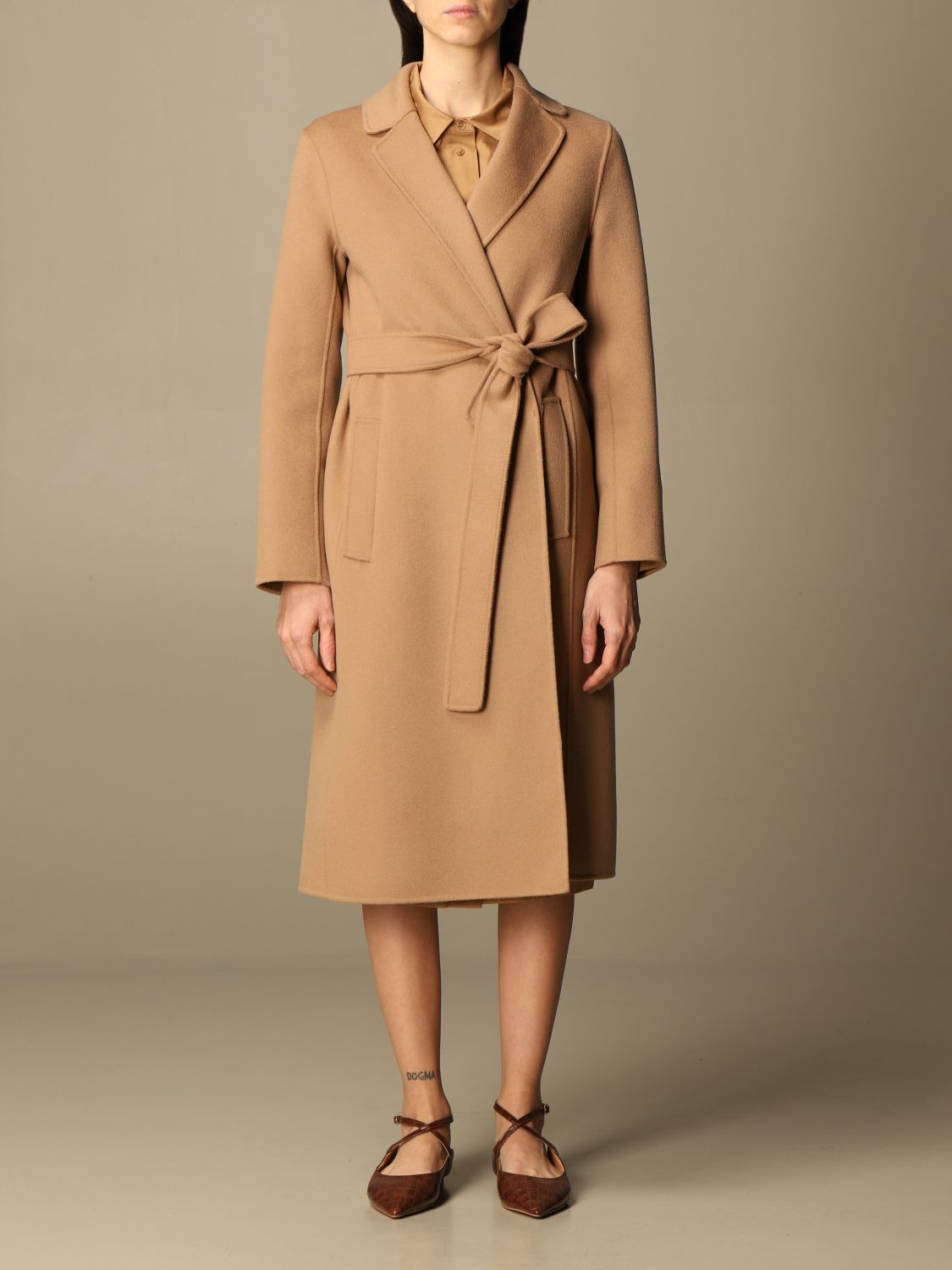 S MAX MARA: Pauline coat in virgin wool - Camel | S Max Mara coat