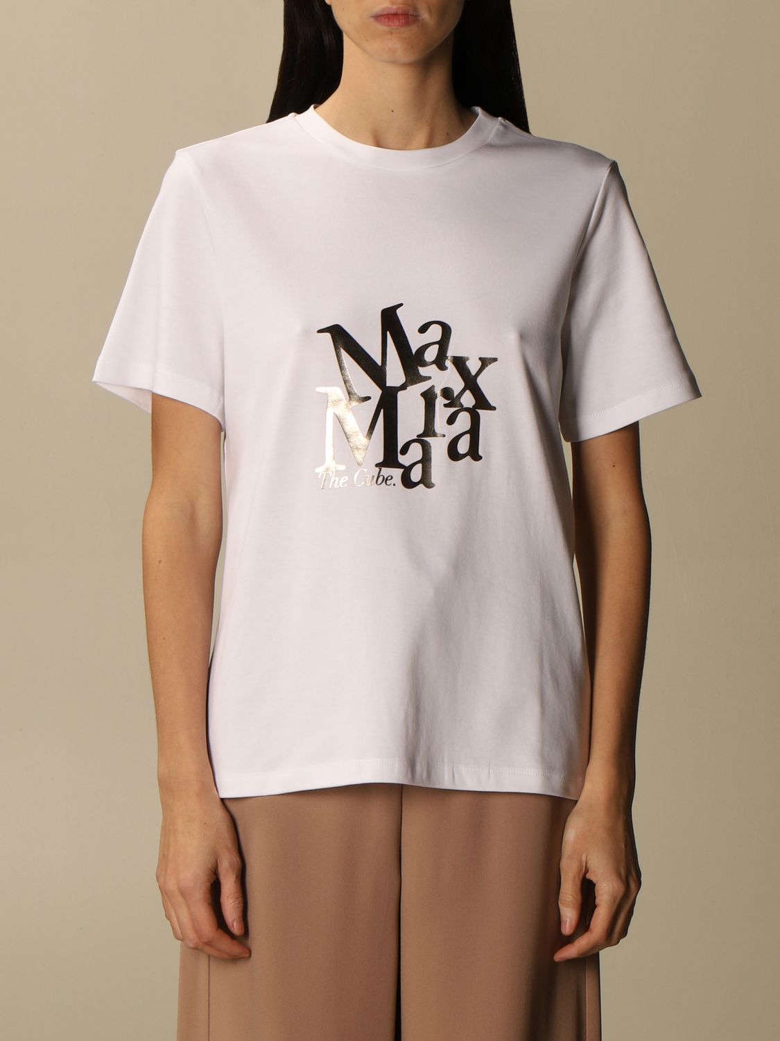 S MAX MARA: Saletta t-shirt in cotton with logo - White | S Max Mara t