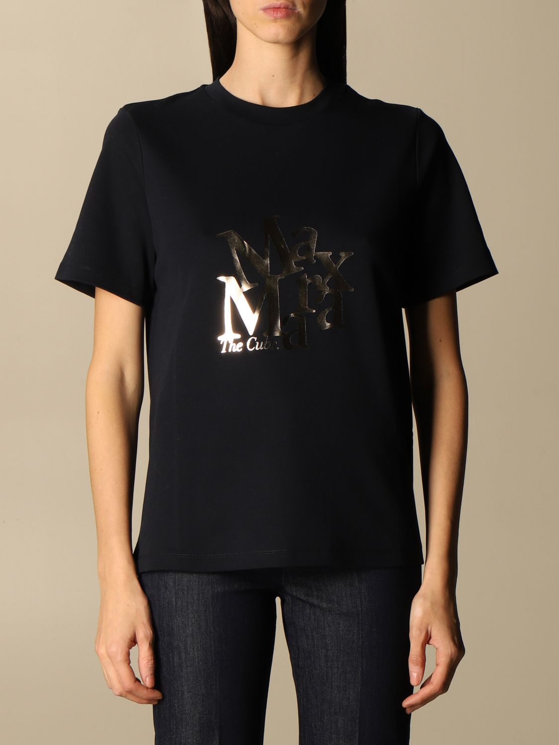 Saletta S Max Mara t-shirt in cotton with logo | T-Shirt S Max Mara ...