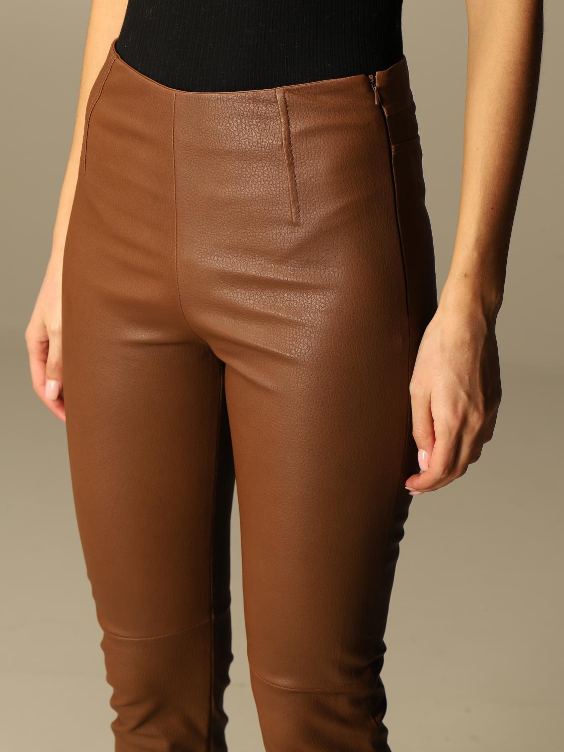 S MAX MARA: Pantalone Sonni in vera pelle - Marrone | Pantalone S Max Mara  94310211600 GIGLIO.COM