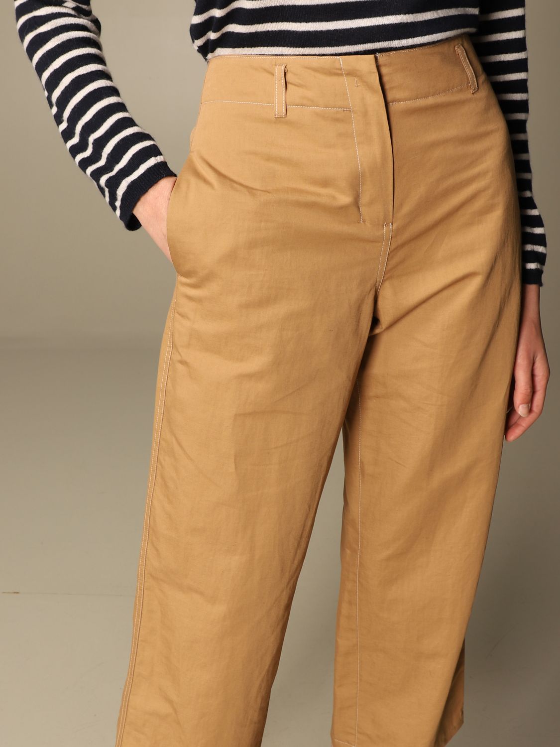 S Max Mara Outlet: Faesite trousers in cotton twill - Camel | Pants S ...