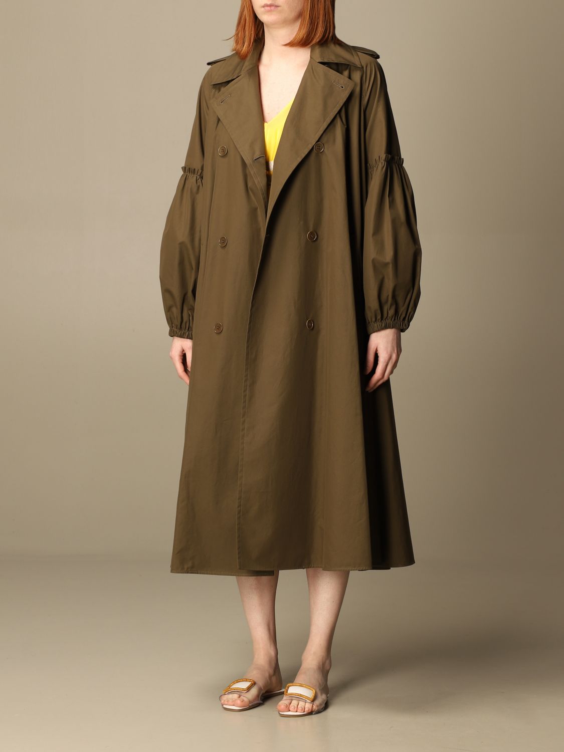 MAX MARA: Empoli trench coat in cotton poplin - Green | Max Mara trench ...