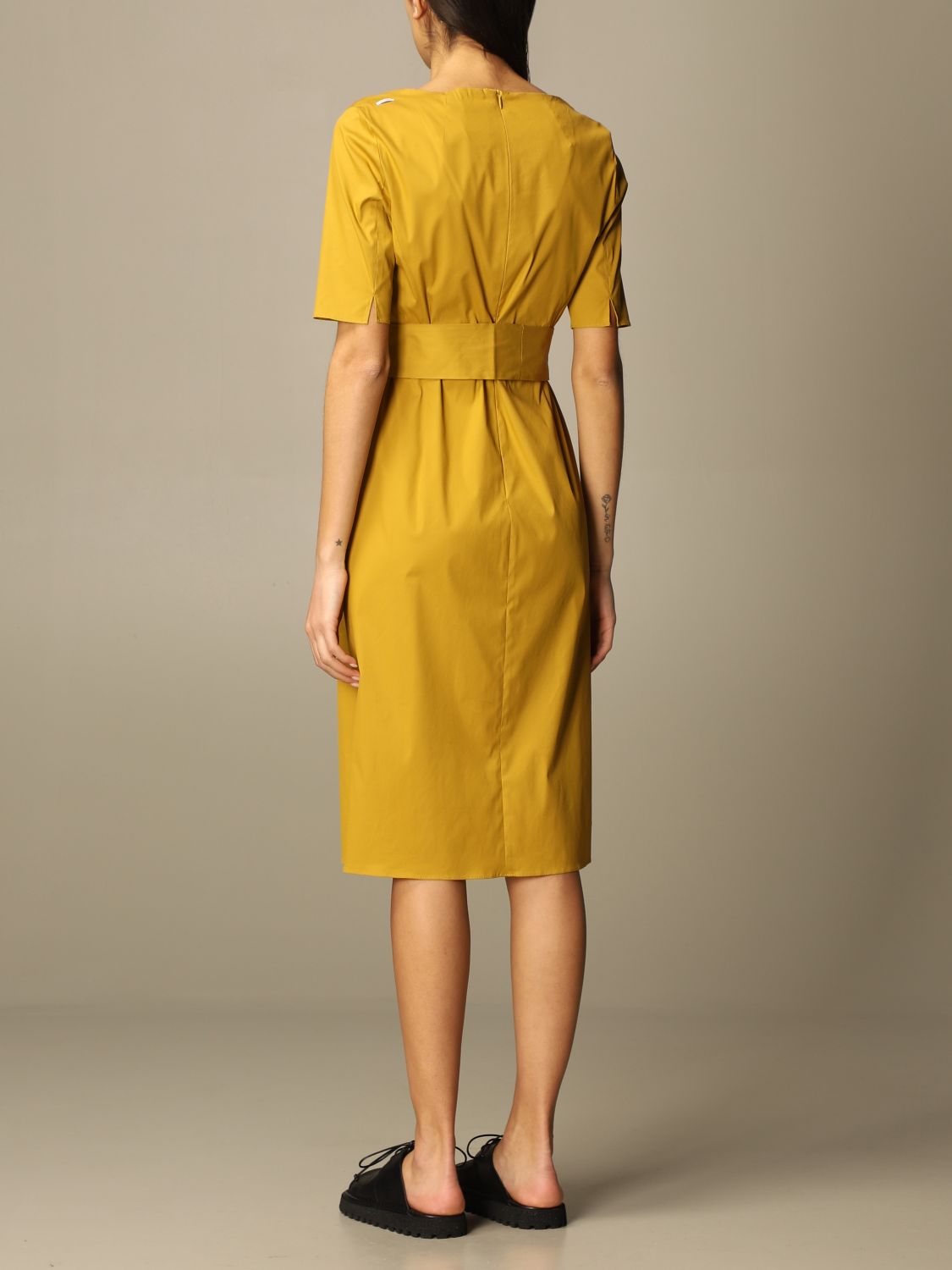 S MAX MARA: Liriche dress in cotton blend - Yellow | S Max Mara dress