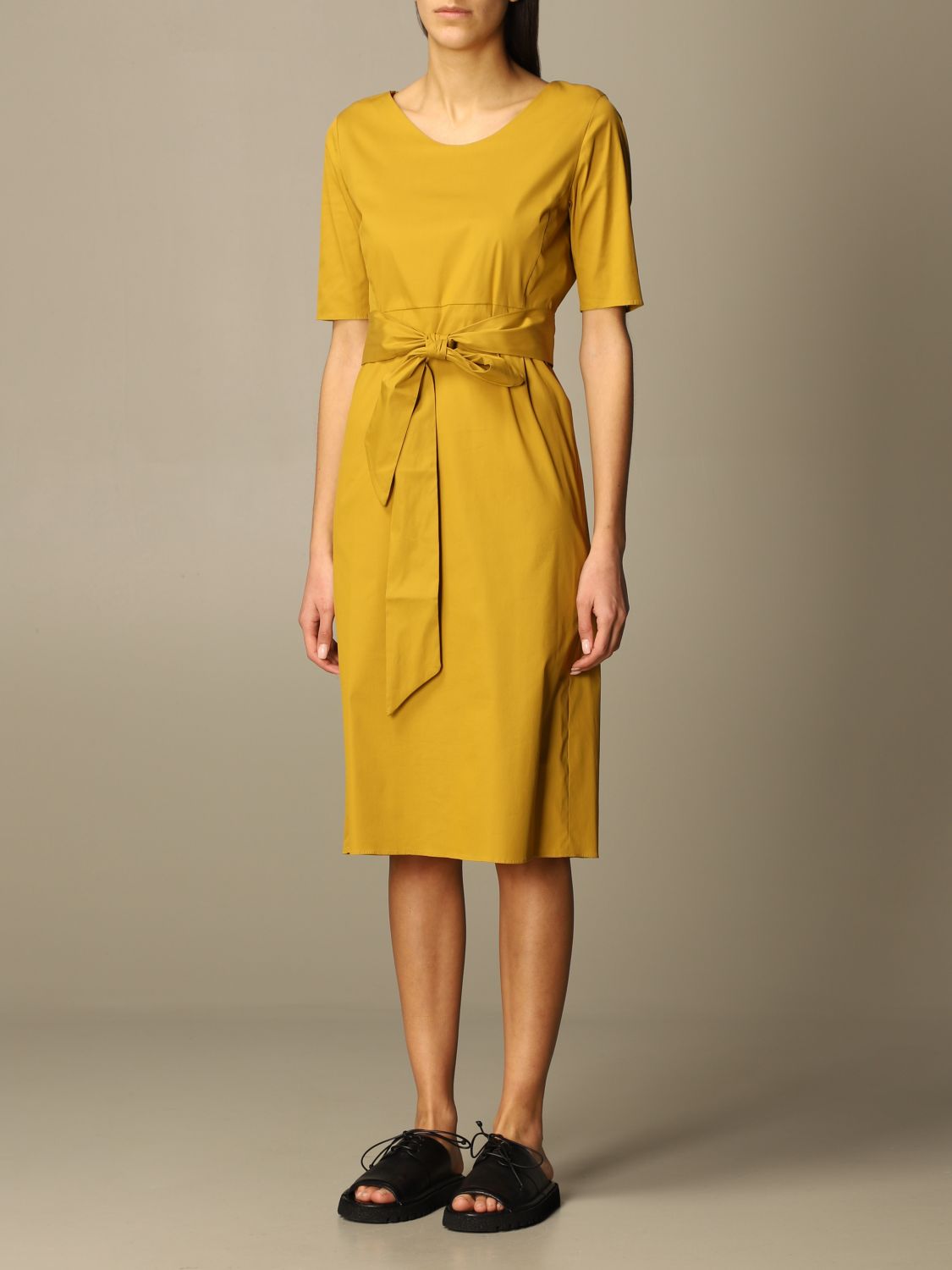 S MAX MARA: Liriche dress in cotton blend - Yellow | S Max Mara dress ...