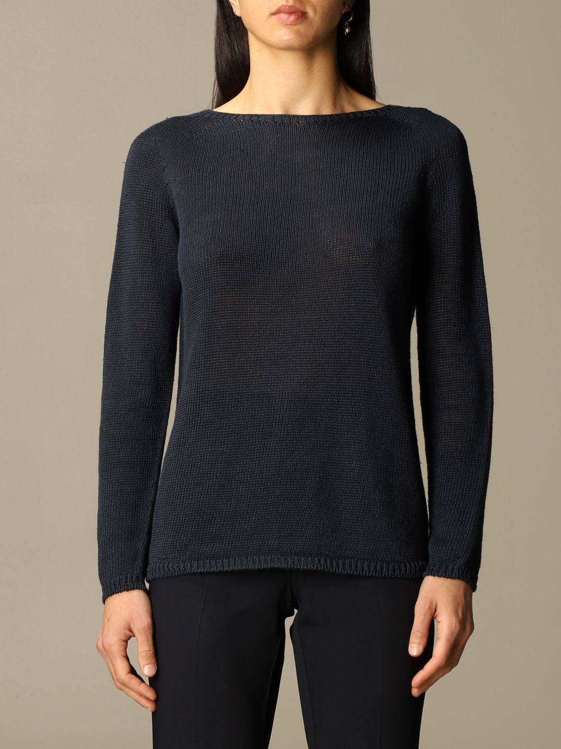 S MAX MARA: linen sweater - Blue | S Max Mara sweater 93610612600 ...