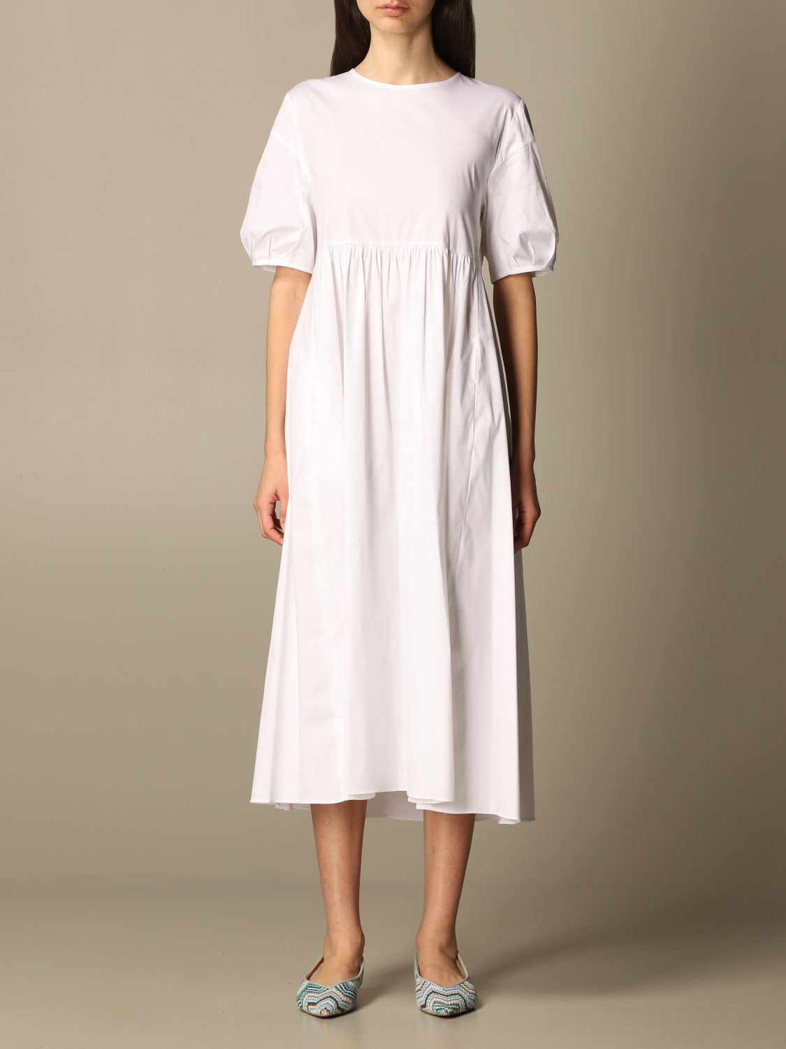 S Max Mara Outlet: dress in cotton blend - White | S Max Mara dresses 92212012600 online on