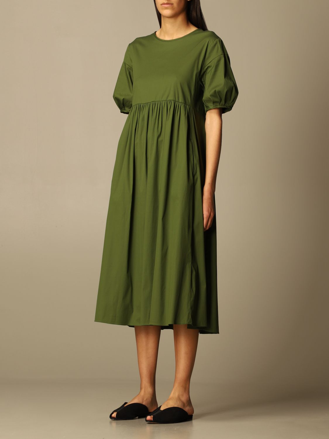 S Max Mara Outlet: dress in cotton blend - Military | S Max Mara dress ...