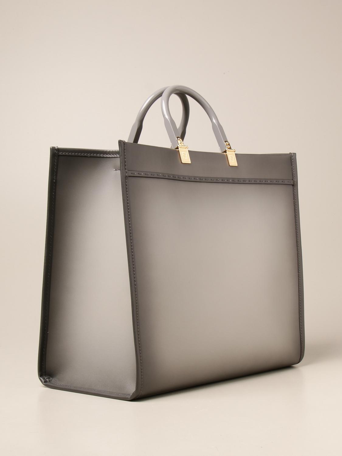 FENDI Sunshine bag in degradè leather with big Roma logo Ice Fendi