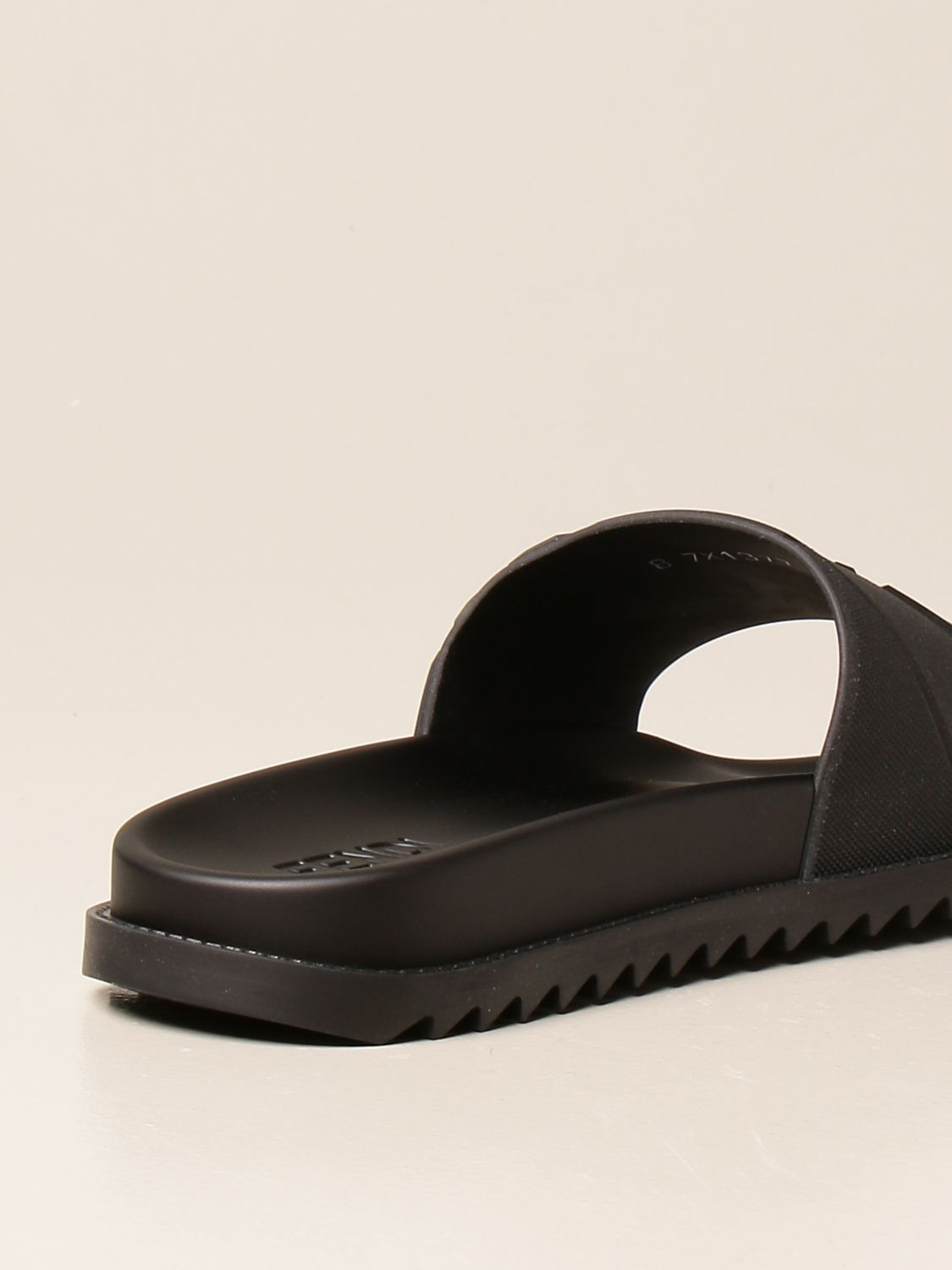 FENDI: rubber with embossed FF logo | Sandals Fendi Men Black | Fendi 7X1377 ABO2