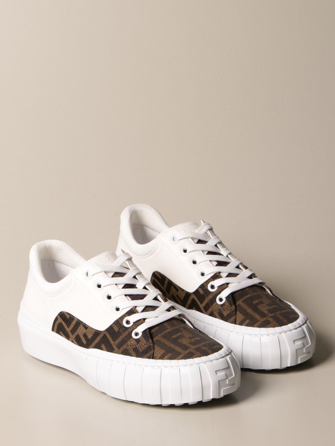 Sneakers Fendi: Fendi sneakers in leather and FF fabric white 2