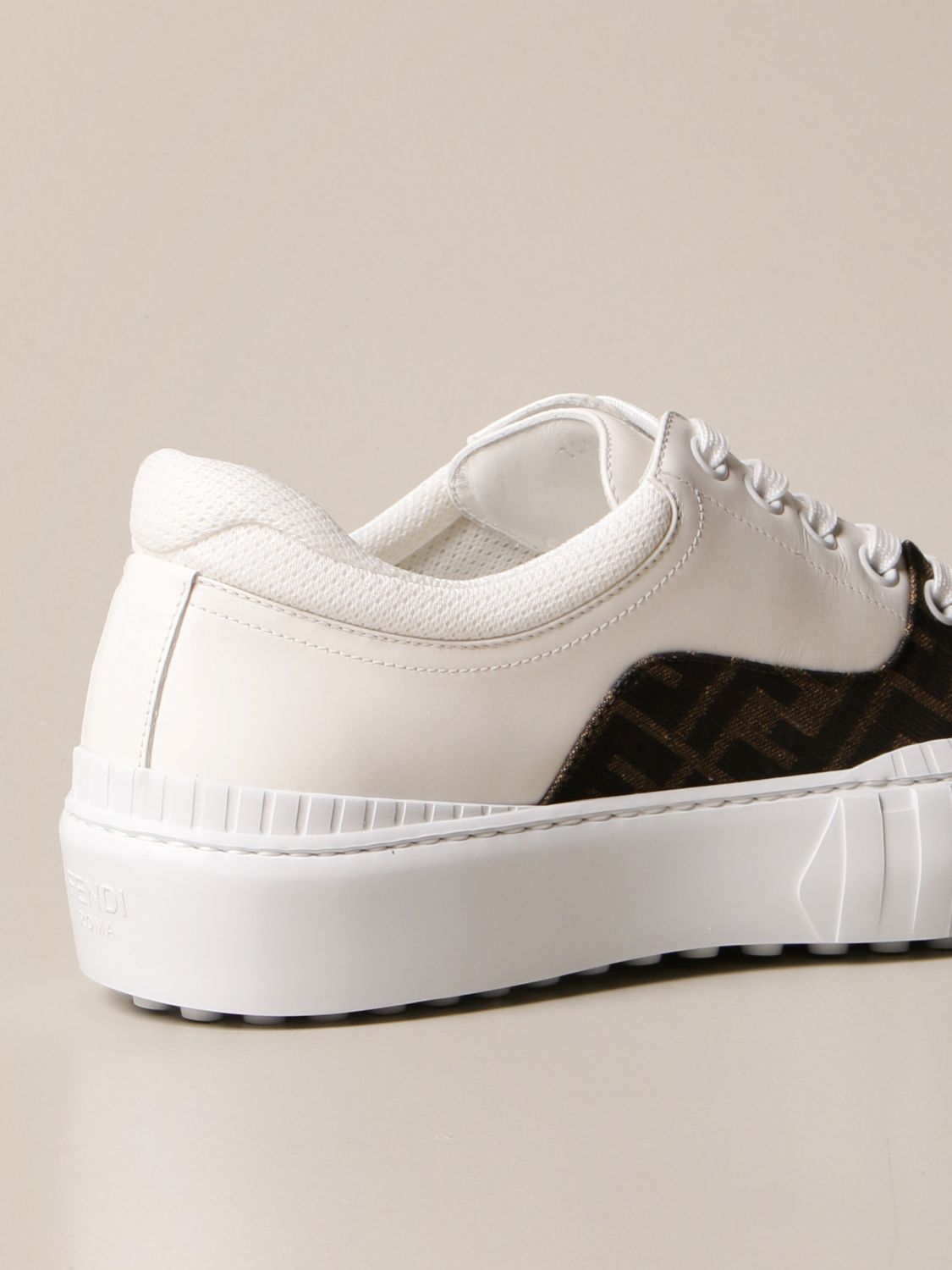 Trainers Fendi: Fendi trainers in leather and FF fabric white 3