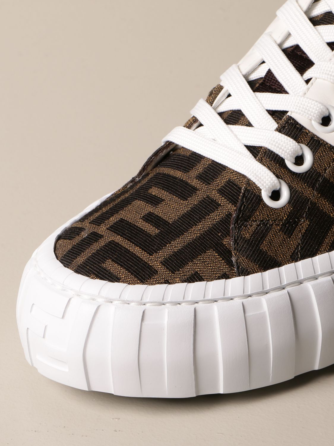 Sneakers Fendi: Fendi sneakers in leather and FF fabric white 4