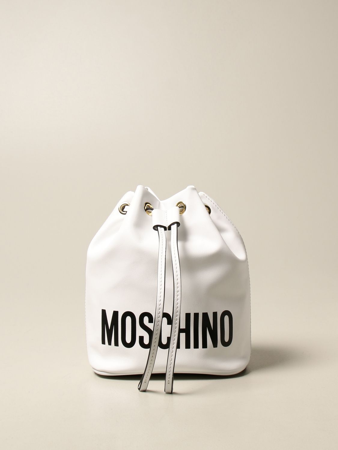 Love Moschino Black Grainy Calf leather Small Bucket Bag at FORZIERI