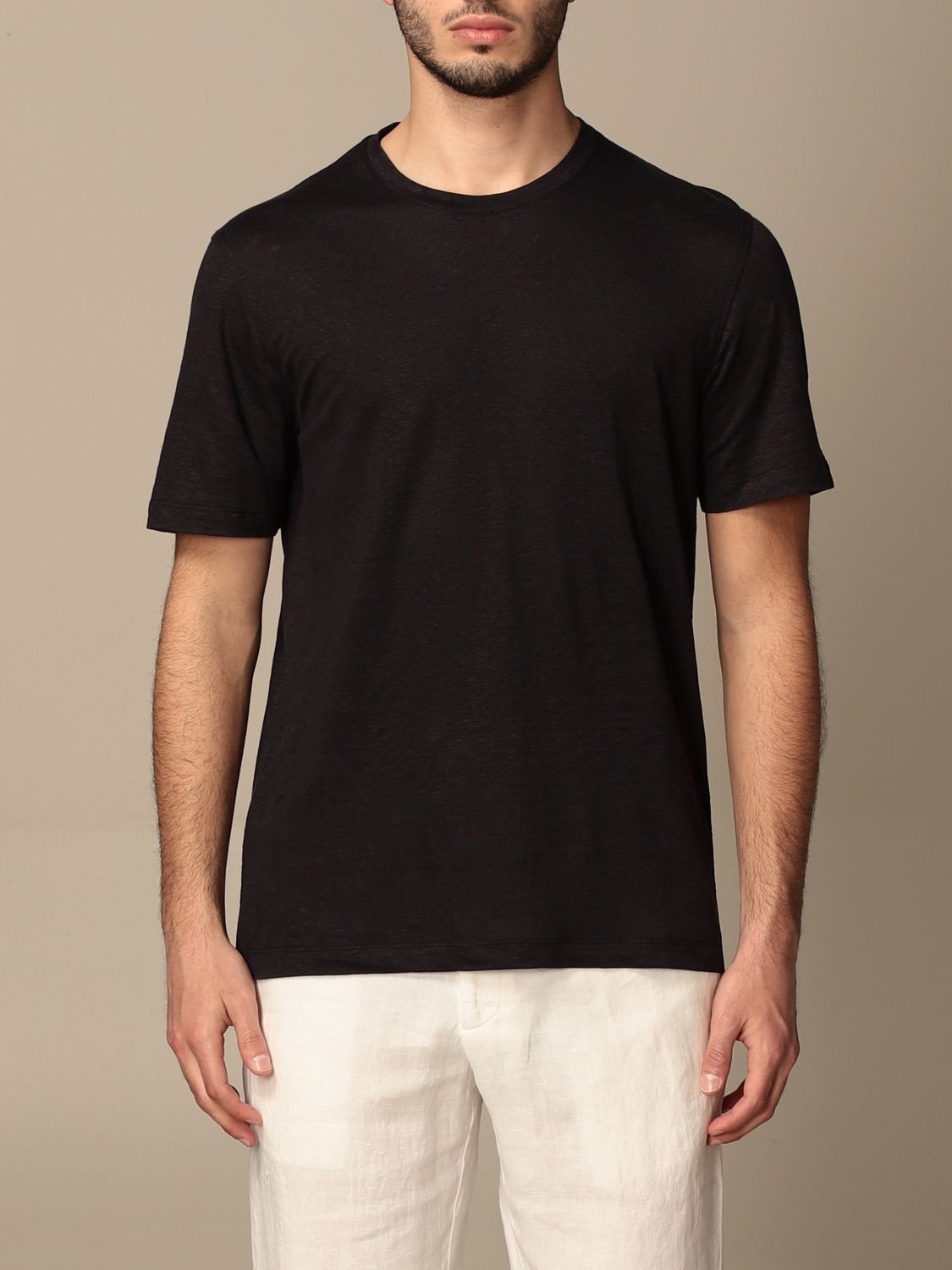 Zegna Outlet: Ermenegildo T-shirt in pure linen - Navy | Zegna t-shirt ...