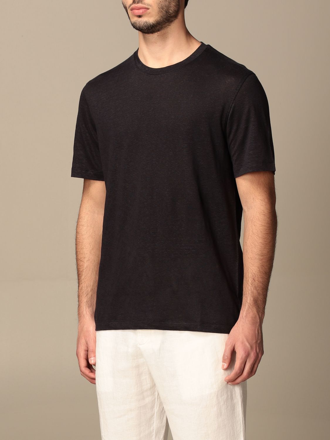 Zegna Outlet: Ermenegildo T-shirt in pure linen - Navy | T-Shirt Zegna ...