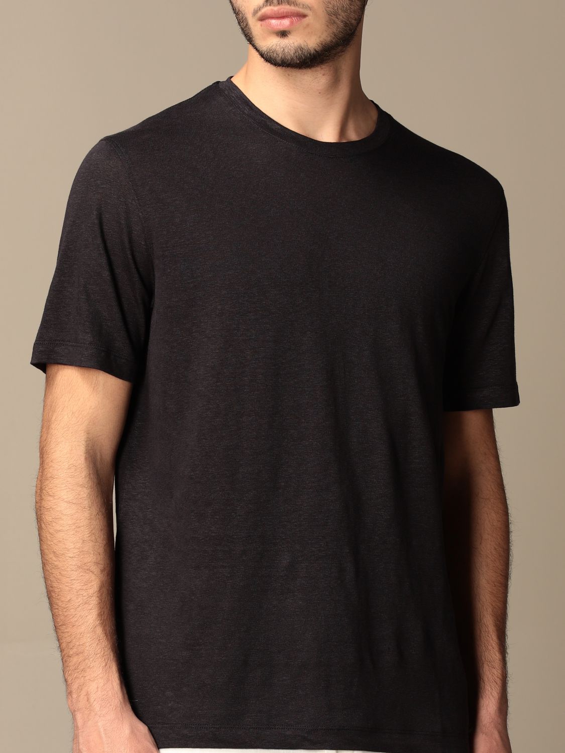 Zegna Outlet: Ermenegildo T-shirt in pure linen - Navy | T-Shirt Zegna ...