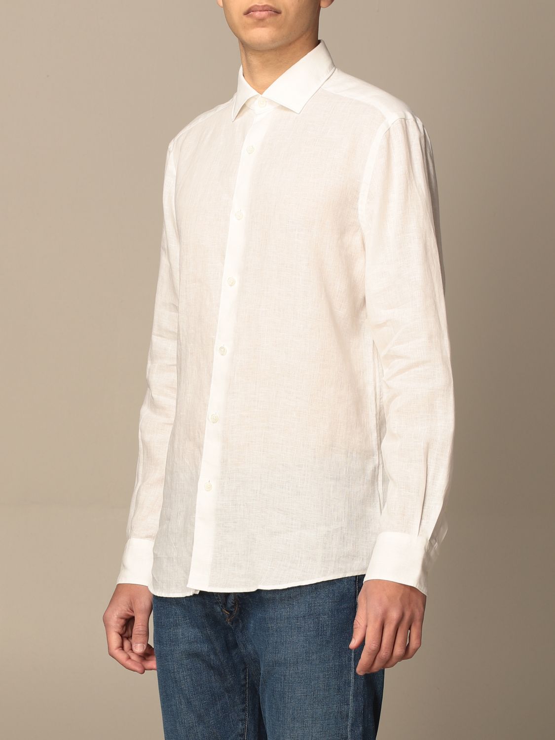 ERMENEGILDO ZEGNA: linen shirt | Shirt Ermenegildo Zegna Men White ...