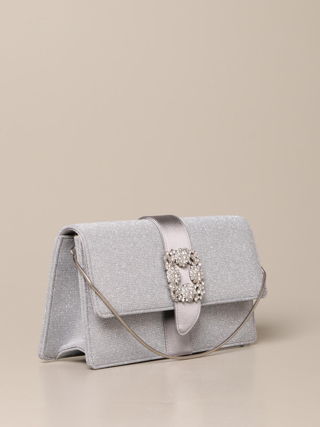 MANOLO BLAHNIK Capri bag in glitter fabric Silver Manolo Blahnik