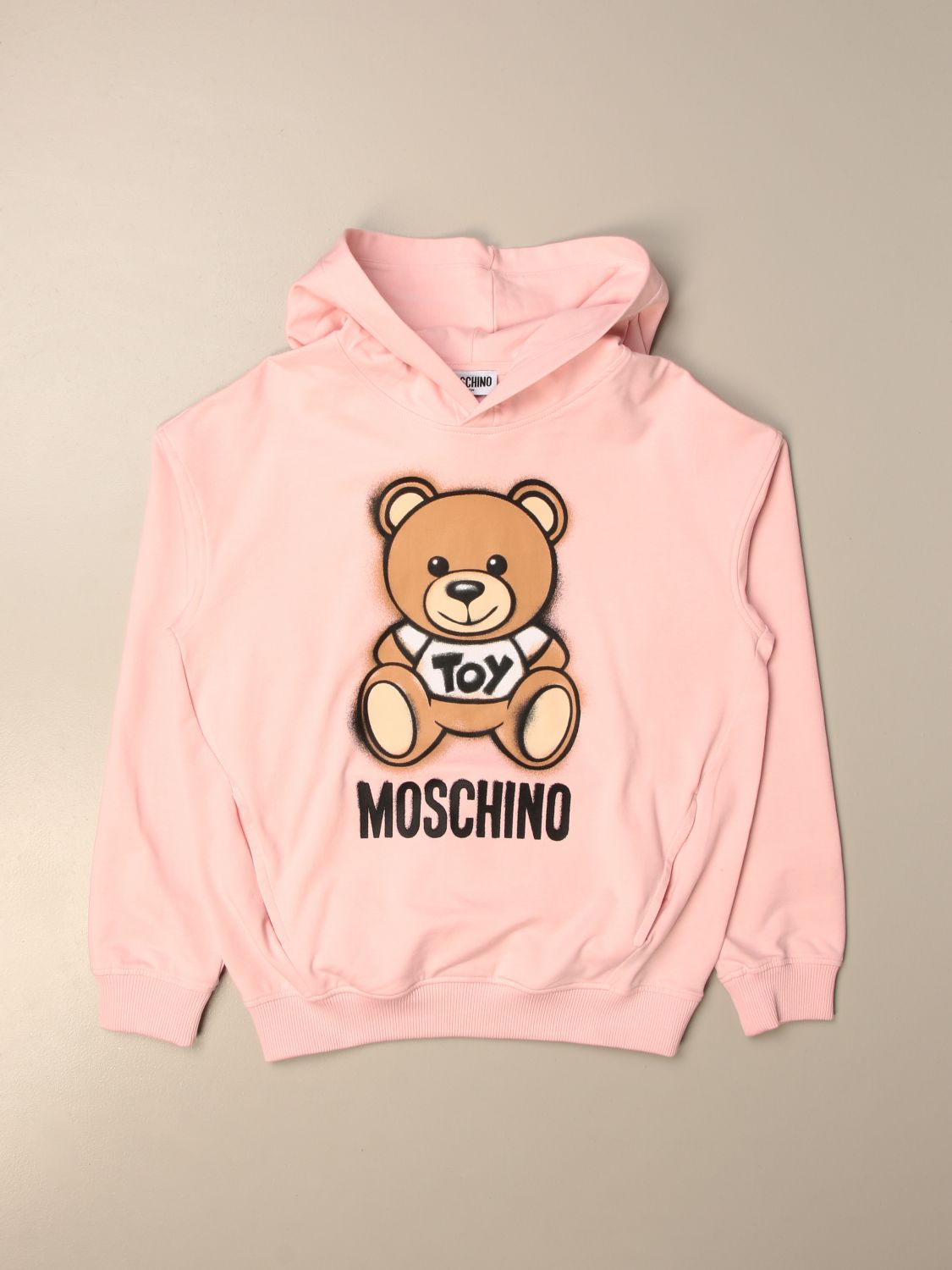 MOSCHINO KID: hoodie with big teddy - Pink | Moschino Kid sweater ...