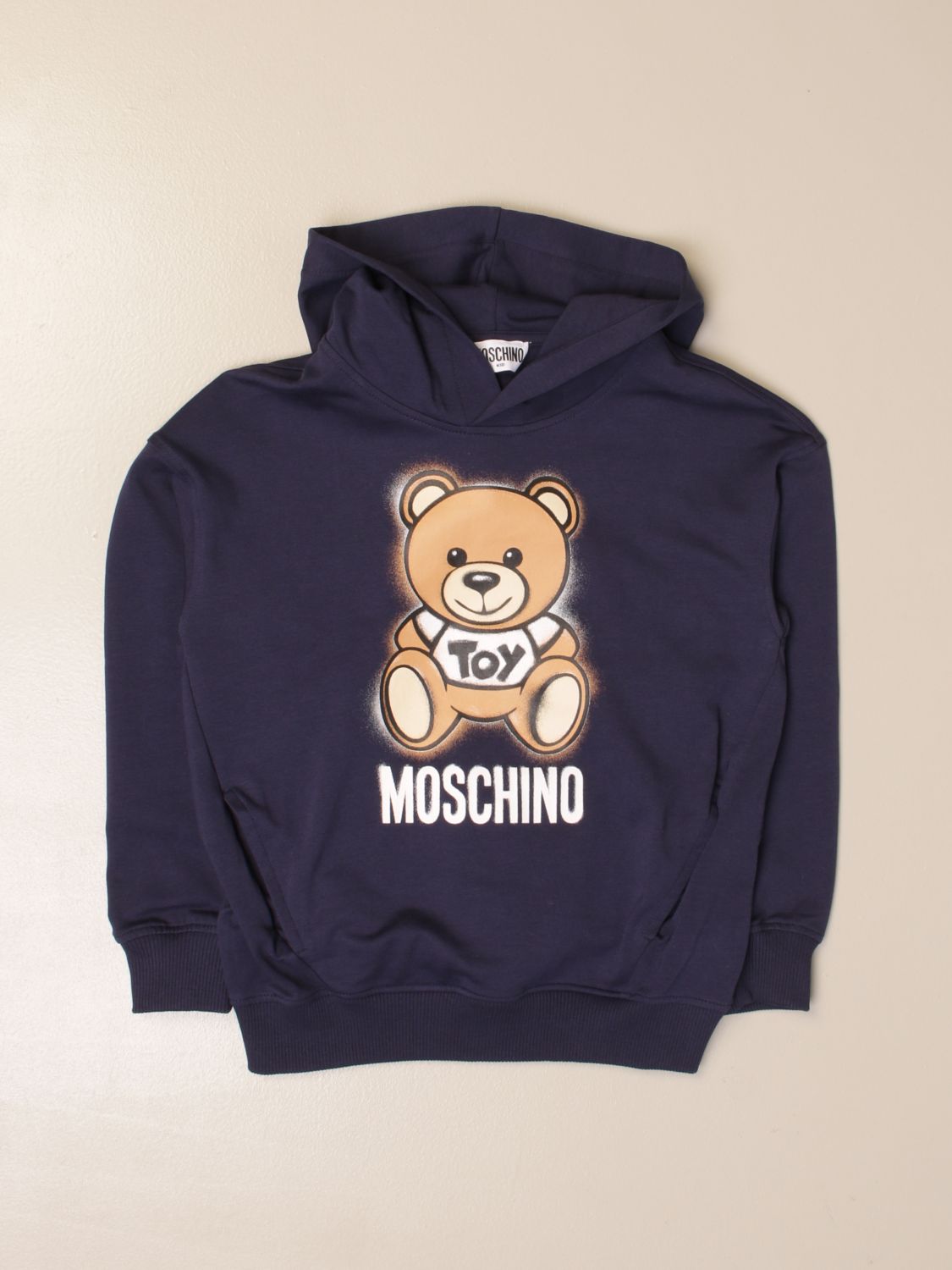MOSCHINO KID: hoodie with big teddy - Navy | Moschino Kid sweater ...