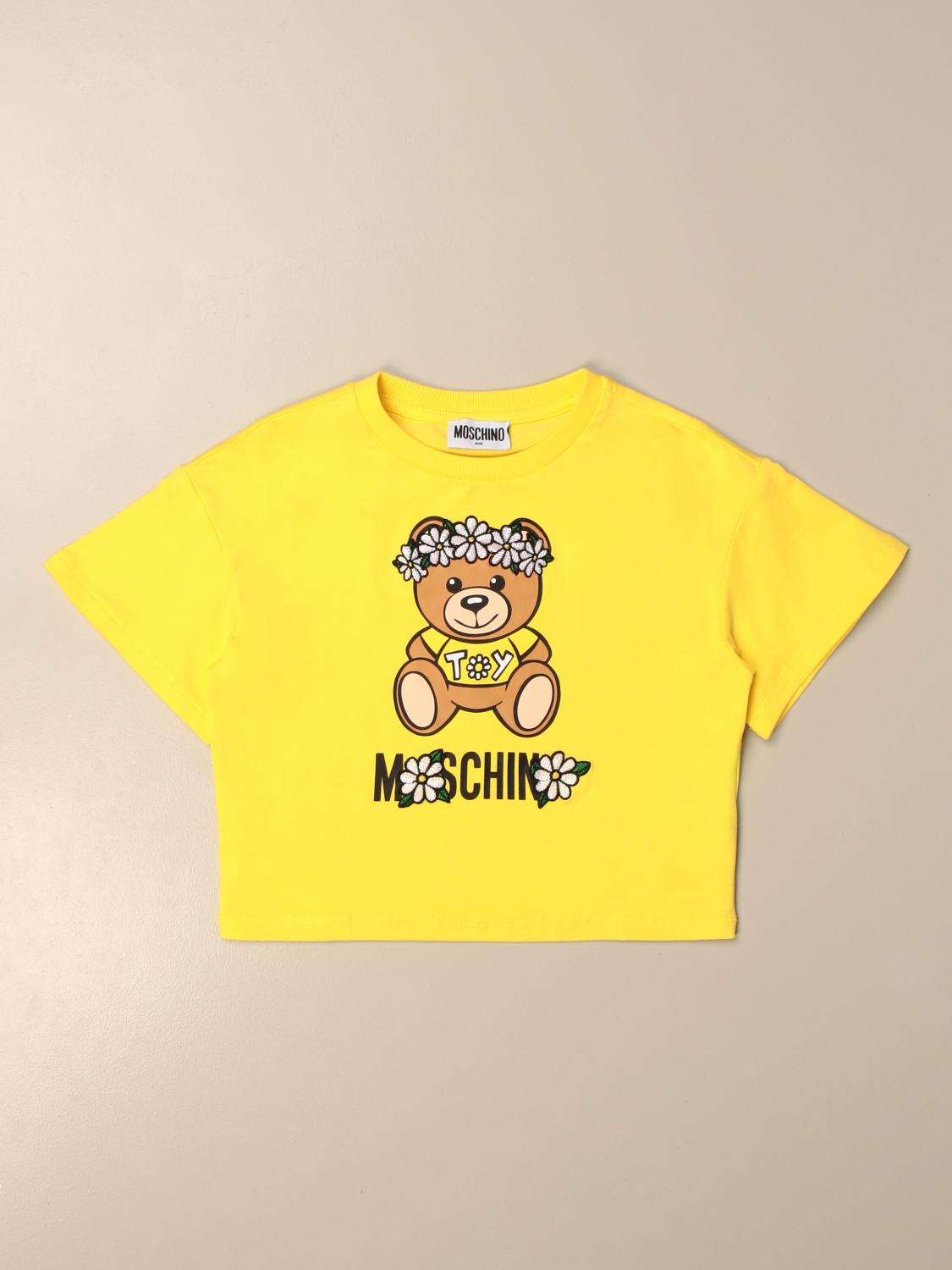 yellow and black moschino shirt