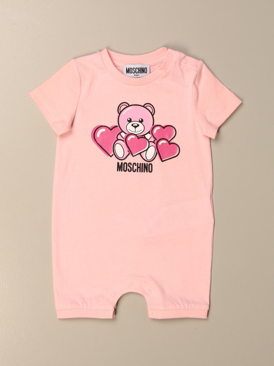 MOSCHINO BABY short cotton romper with heart teddy Romper Moschino