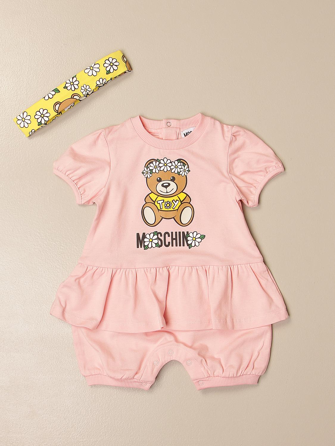MOSCHINO BABY onesie + headband set with teddy logo Pink Pack Moschino Baby MDY00N LBA00