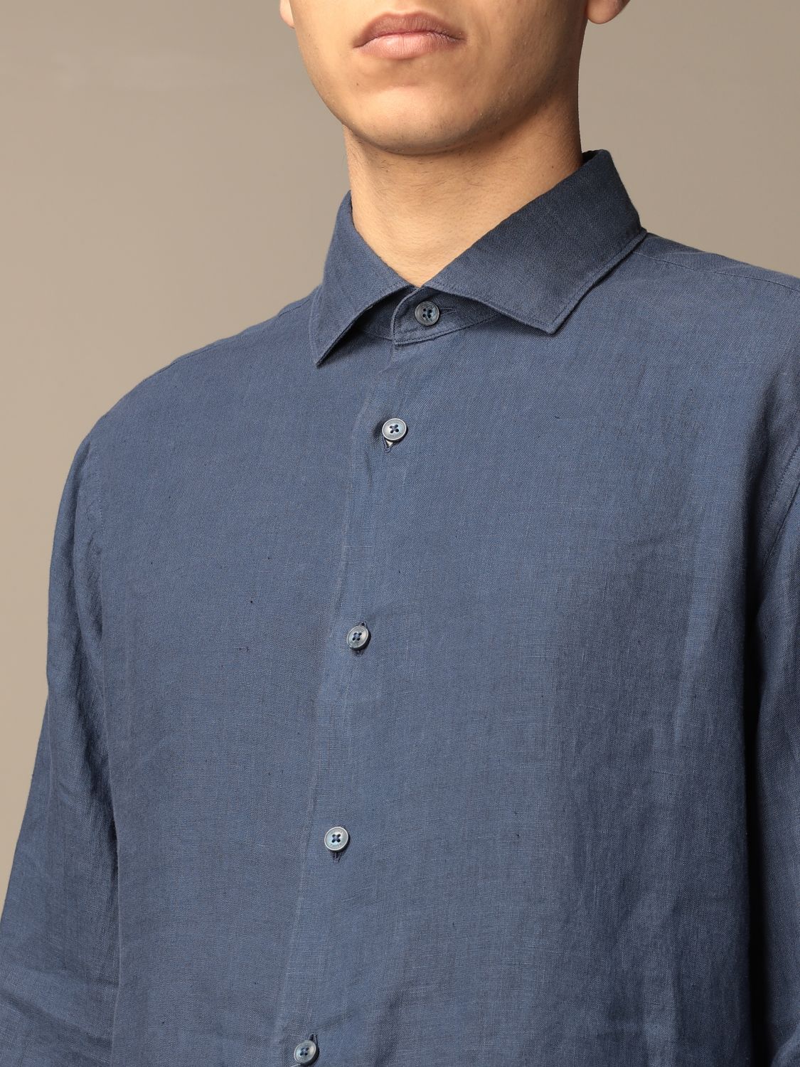 Shirt Z Zegna: Z Zegna linen shirt with French collar navy 4