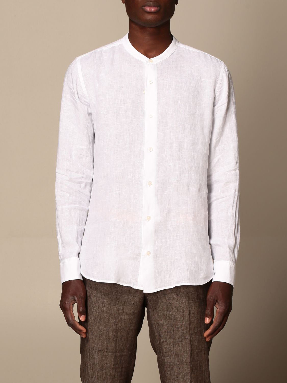Shirt Z Zegna: Z Zegna shirt in washed linen with mandarin collar white 1