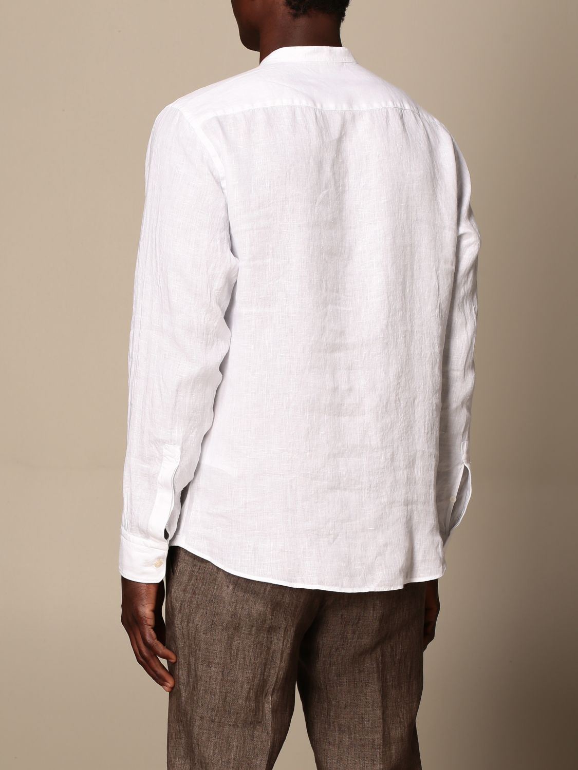 Camicia Z Zegna: Camicia Z Zegna in lino lavato con collo alla coreana bianco 3