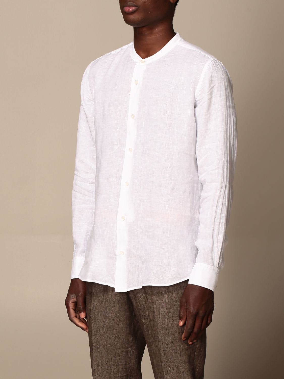Shirt Z Zegna: Z Zegna shirt in washed linen with mandarin collar white 4