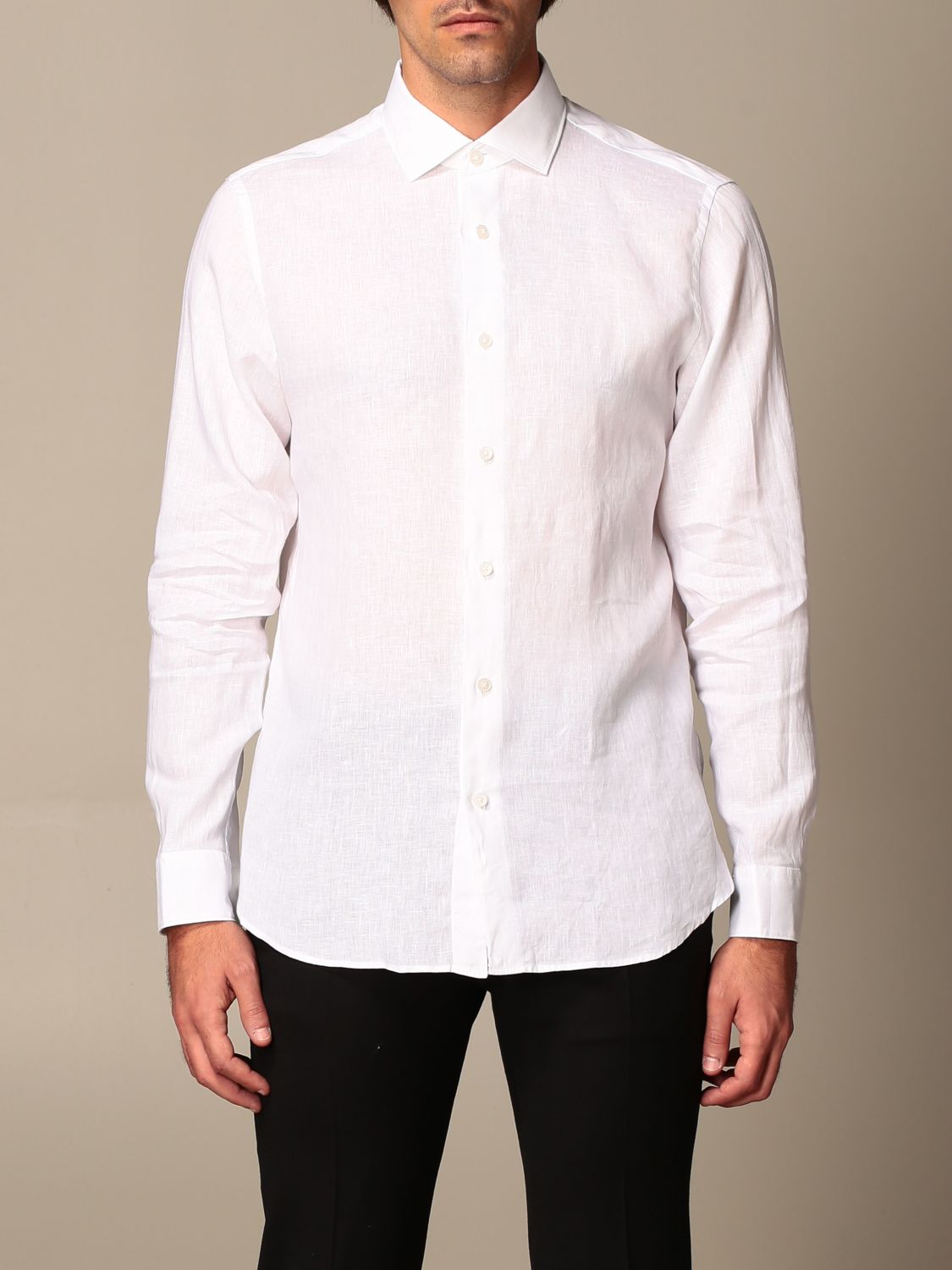 Z Zegna Outlet: linen shirt with French collar - White | Z Zegna shirt ...