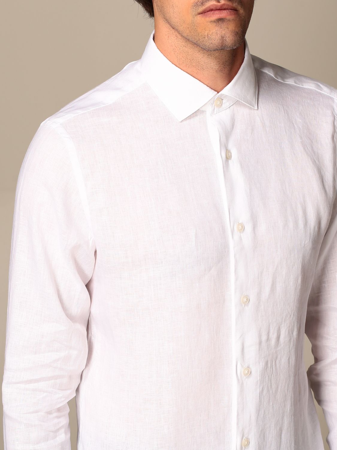 Z Zegna Outlet: linen shirt with French collar - White | Shirt Z Zegna ...