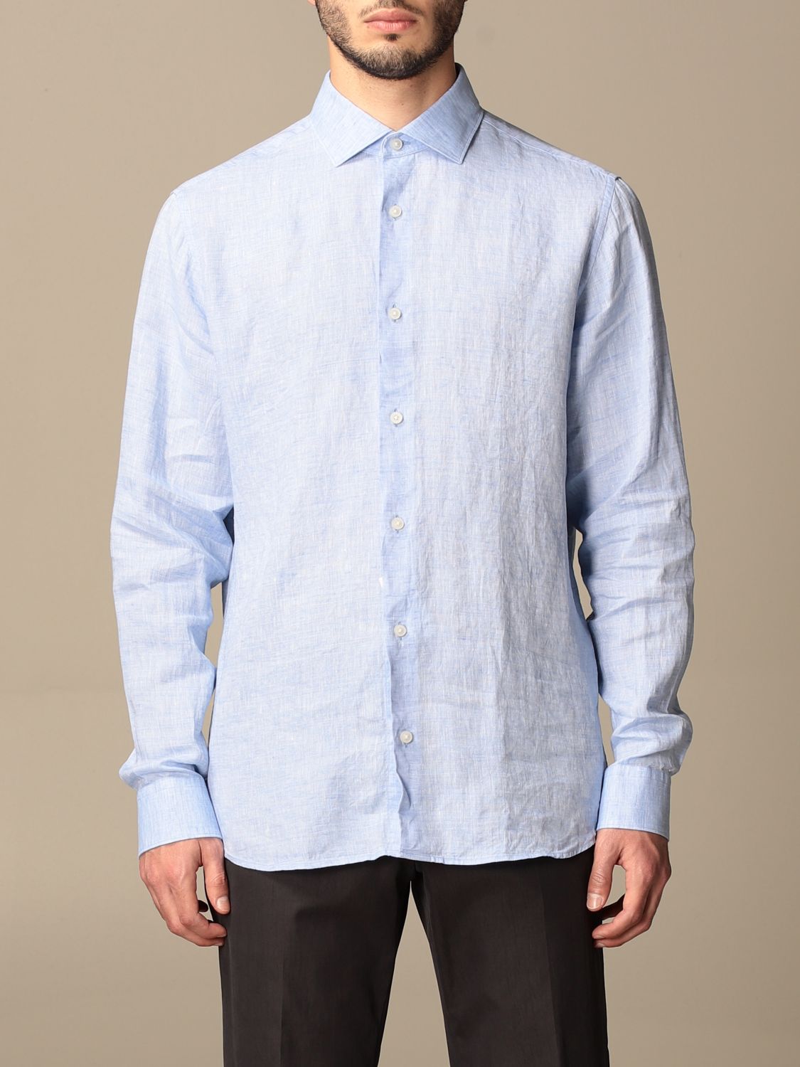 Z Zegna Outlet: linen shirt with French ...
