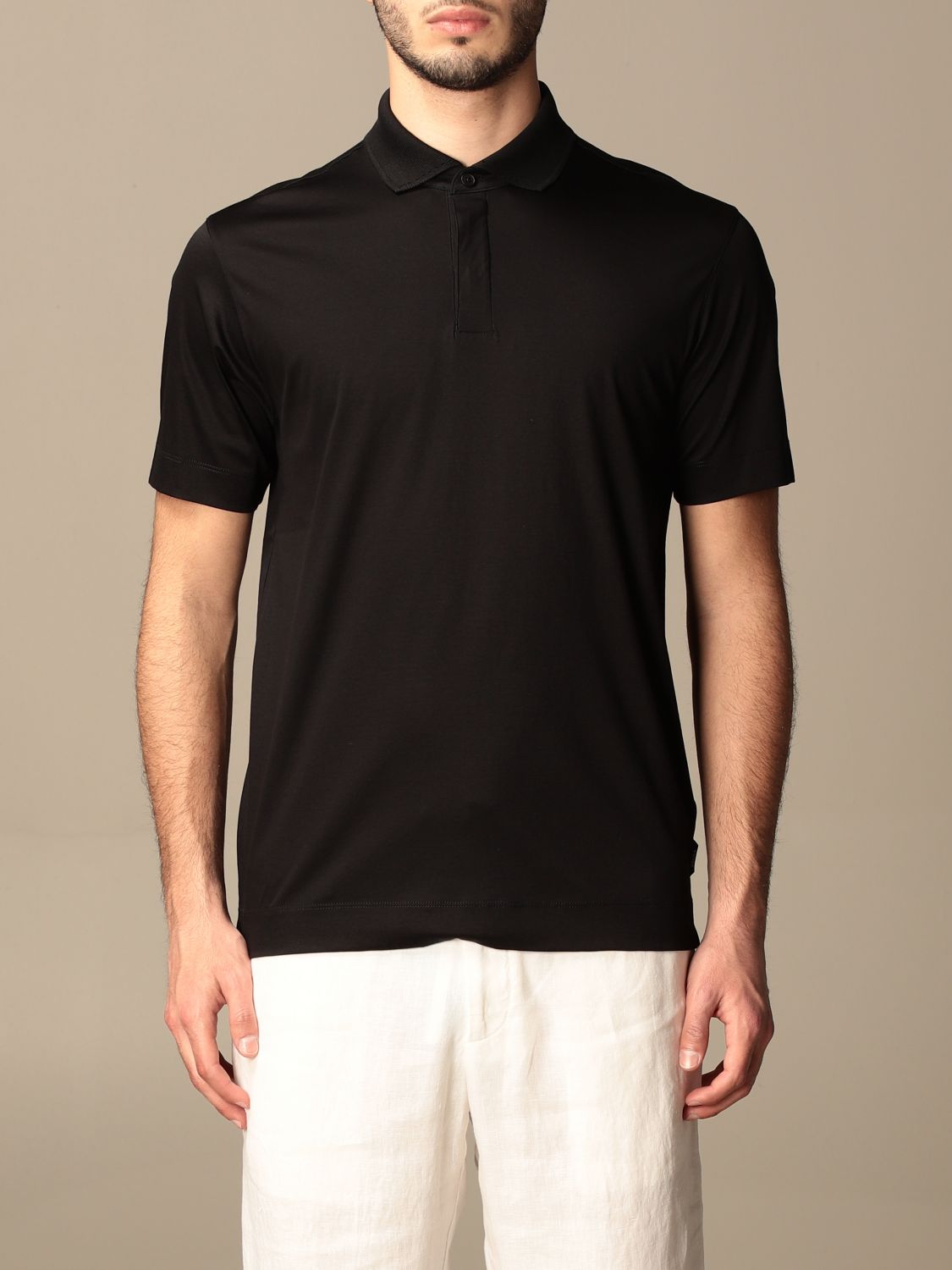 Z ZEGNA: basic polo shirt in cotton jersey - Black | Z Zegna polo shirt ...