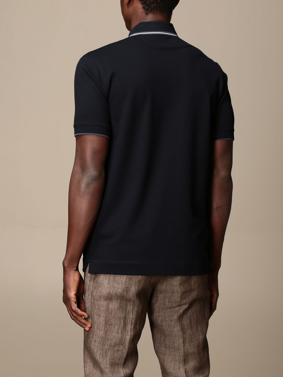 Z ZEGNA: stretch cotton polo shirt with logo - Navy | Z Zegna polo ...